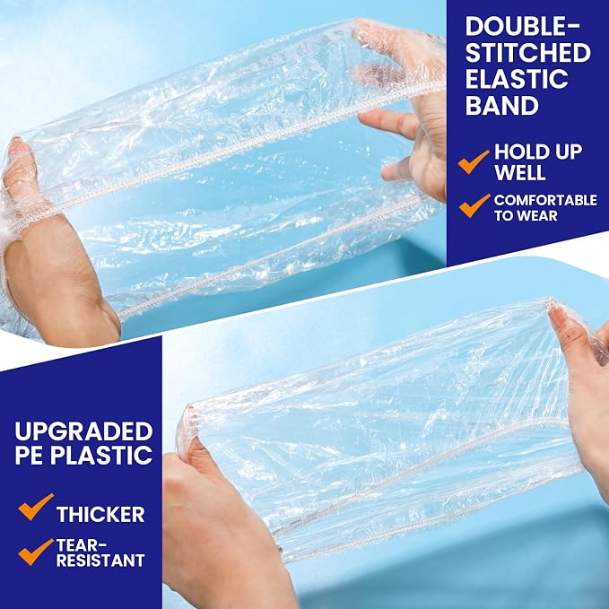 LEOBRO Shower Cap, Plastic Shower Caps Disposable, Plastic Hair Caps, Deep - Image 4