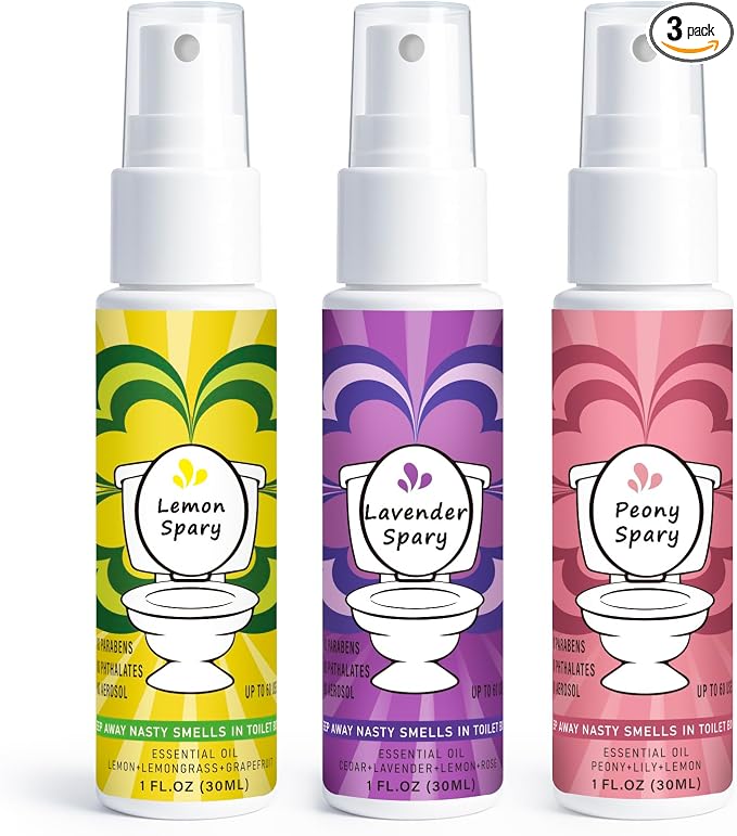 Toilet Spray for Poop 3 Pack, Travel Size Variety, Bathroom Odor Eliminator by Unknown