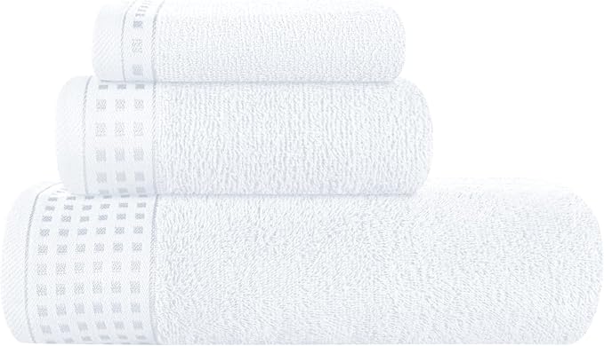 GLAMBURG Ultra Soft 3 Pack Cotton Towel Set, Contains a Bath Towel 28x55 inch by GLAMBURG