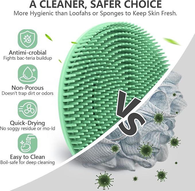 Silicone Body and Face Scrubber Set 5 Pack, BEAUTAIL Shower Bath Scrubber - Image 2