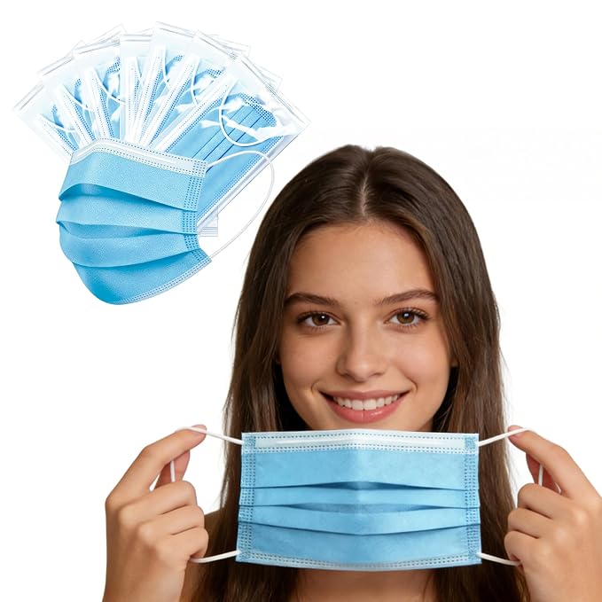 50pcs Individually Wrapped Masks, 3 Ply Breathable Face Mask - Image 3