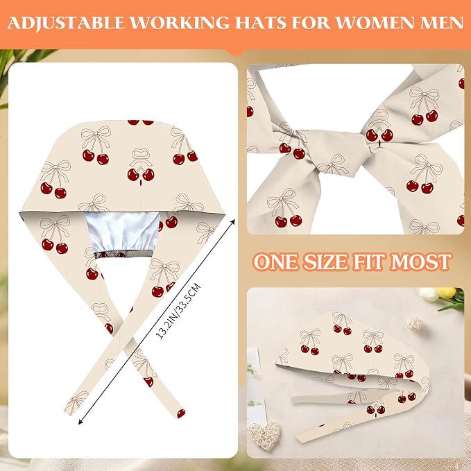 Adjustable Scrub Cap with Buttons & Sweatband, Working Hat with Elastic Tie Back - Image 4