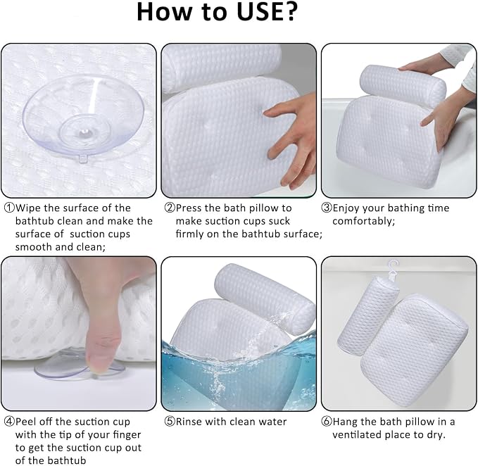 Bath Pillow for Tub Support Neck and Back, Bathtub Pillow Bath Accessories for - Image 5