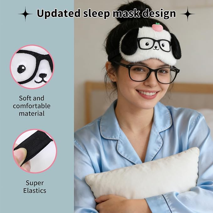 PERFECTSIGHT Sleep Eye Masks, Cute Plush Sleep Eye Cover Lightweight Adjustable - Image 5