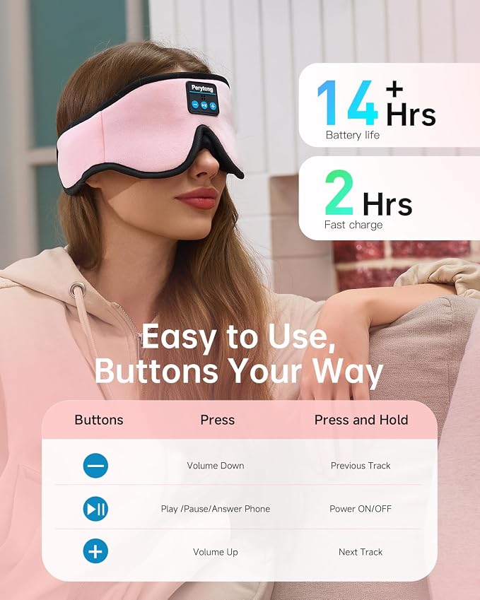 Sleep Mask with Bluetooth 5.4 Headphones, Wireless Music Sleep Eye Mask - Image 6