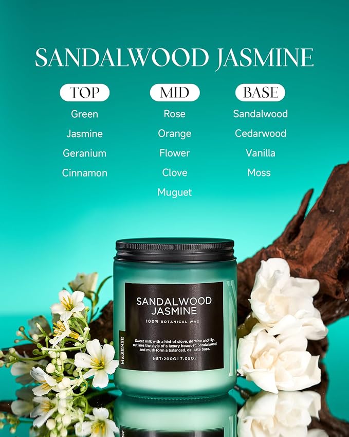 M&SENSE Sandalwood Jasmine Scented Candles - Image 2