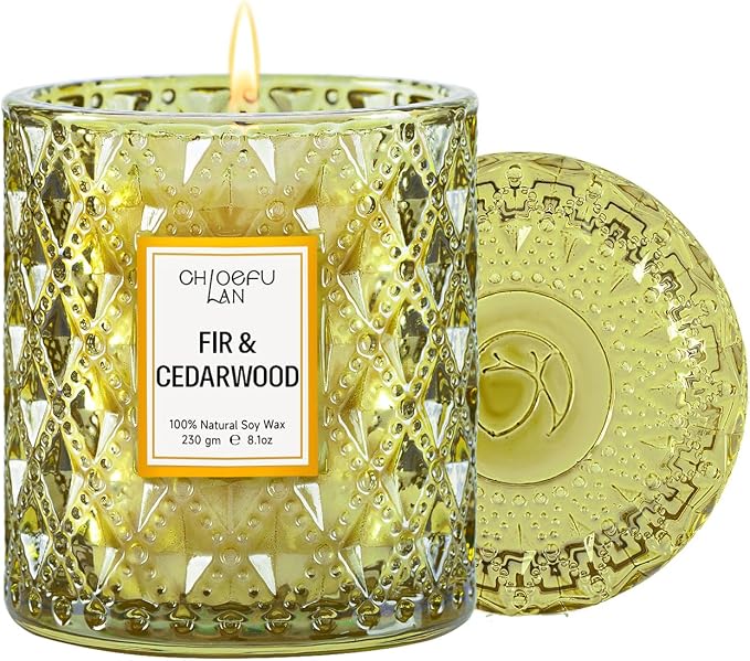 Chloefu LAN Fir & Cedarwood Scented Holiday Candle Christmas Gift, Festival by ChloefuLANScentedCandles