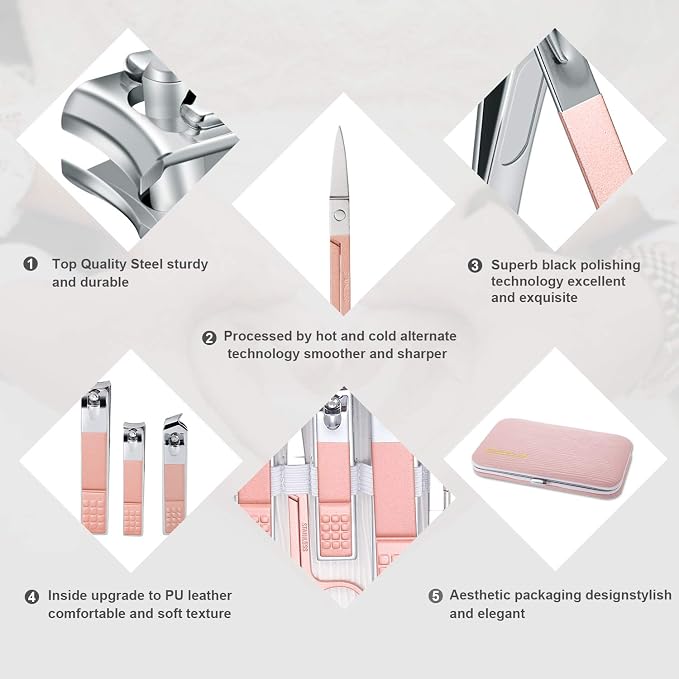 Manicure Set, Travel Mini Nail Clippers Kit Pedicure Care Tools - Image 5