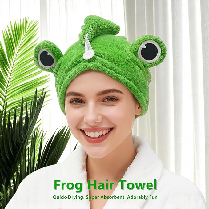 2-Pack Frog Hair Turbans, Super Absorbent Microfiber Hair Towels - Image 7