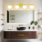 New Bathroom Vanity Light Fixtures Brushed Bronze Milk White Globe Glass Shade - Image 2