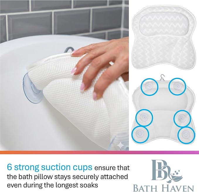Bath Pillow Bathtub Pillow Back Neck Support Pillow, Spa Cushion - Image 4