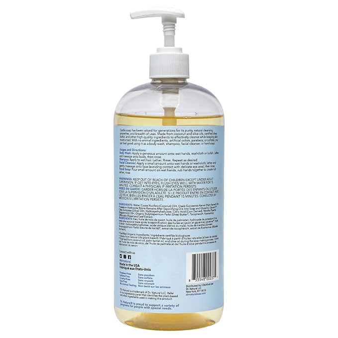 Dr. Natural Castile Liquid Soap, Peppermint, 32 oz - Image 8