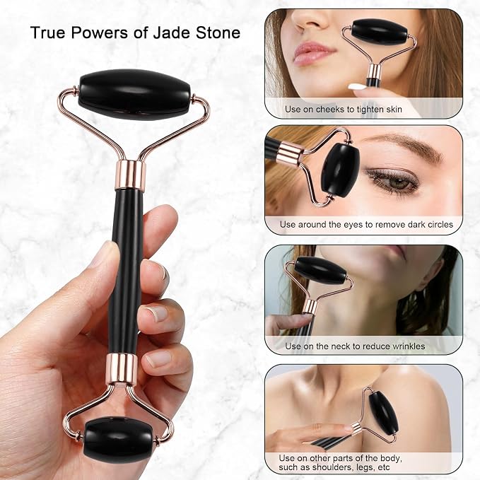 Jade Roller for Face, Facial Roller Massager Skin Care Tool, Gua Sha Facial - Image 4