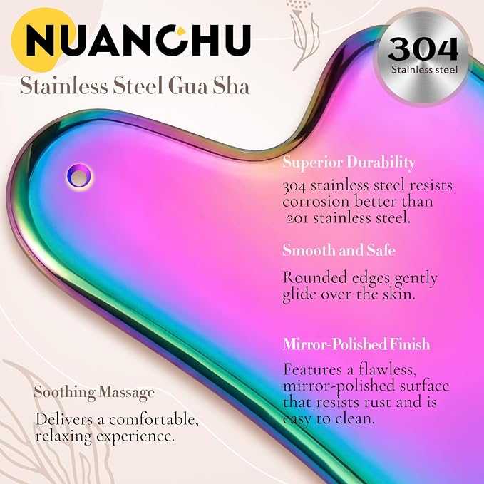 Nuanchu Stainless Steel Gua Sha Facial Tool, Metal Gua Sha - Image 6