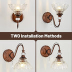 1 Piece Vintage Wall Sconce, 1-Light Matte Antique Red Bronze Finish Wall Sconce - Image 2