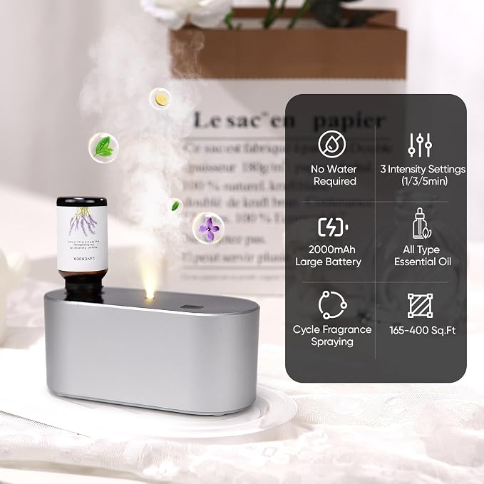 Lecdura Waterless Diffuser for Essential Oil, Battery Operated Scent Air - Image 2