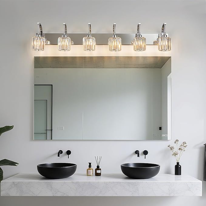 6-Light Crystal Vanity Light, Chrome Modern Wall Sconce - Image 8