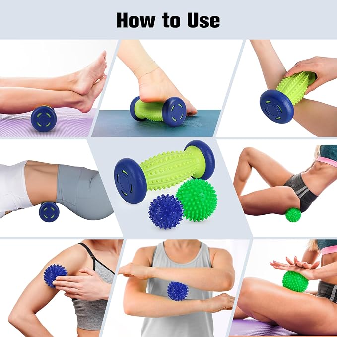 Massage Ball - 3 in 1 - with Foot Roller & Spiky Balls, Plantar Fasciitis - Image 4