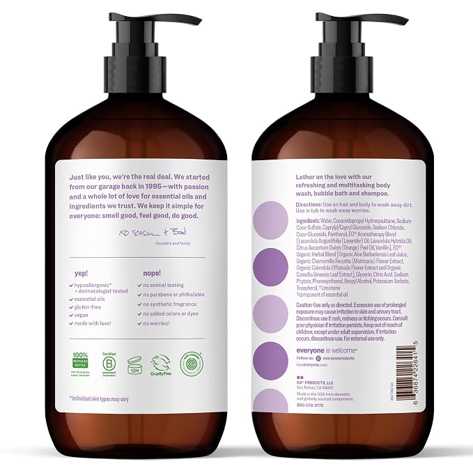Everyone 3-in-1 Soap, Body Wash, Bubble Bath, 32 Ounce, Vanilla and Lavender - Image 2