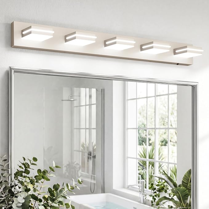 VOLISUN Modern Bathroom Vanity Light Fixtures, Brushed Nickel LED Bathroom by VOLISUN