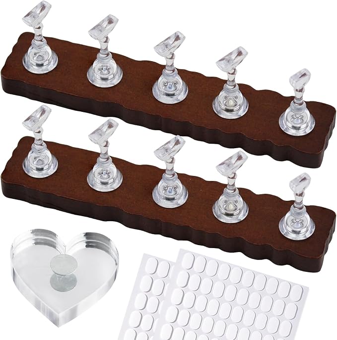 Nail Stand for Press On Art Display Practice 2 Set, 1 Heart Shaped Acrylic by Unknown