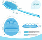 Silicone Back Scrubber & Bath Glove Set 2PCS, 13.4'' Gentle Shower Back Scrubber - Image 2