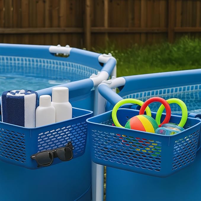 2 Packs XL Poolside Storage Basket – All in One Swimming Pool Organizer – Made - Image 5