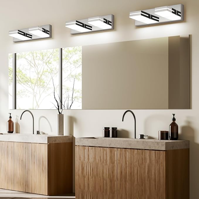 SineRise LED Modern Bathroom Vanity Light Fixtures, Chrome Modern Acrylic - Image 7