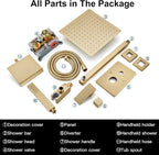 Midanya Shower System with Tub Spout, Bathtub Shower Faucet Set with Square - Image 9