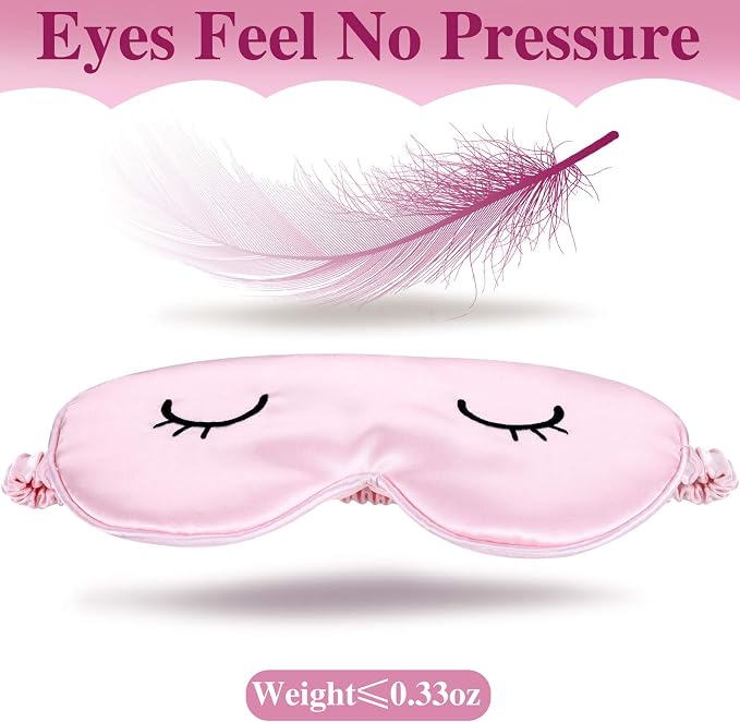 4 Pieces Sleep Eye Masks Silk Sleep Eye Cover Cute Lightweight Adjustable - Image 2