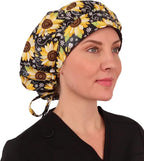 Sparkling EARTH Banded Bouffant Surgical Scrub Ponytail Working Caps and - Image 4