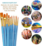 BOSOBO Paint Brush Sets, 6 Pack 60 Pcs Pointed-Round Tip Paintbrushes Nylon - Image 3