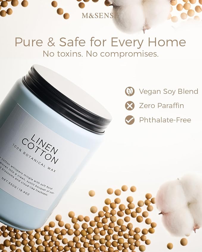 M&SENSE Fresh & Linen Cotton Scented Candles - Image 5