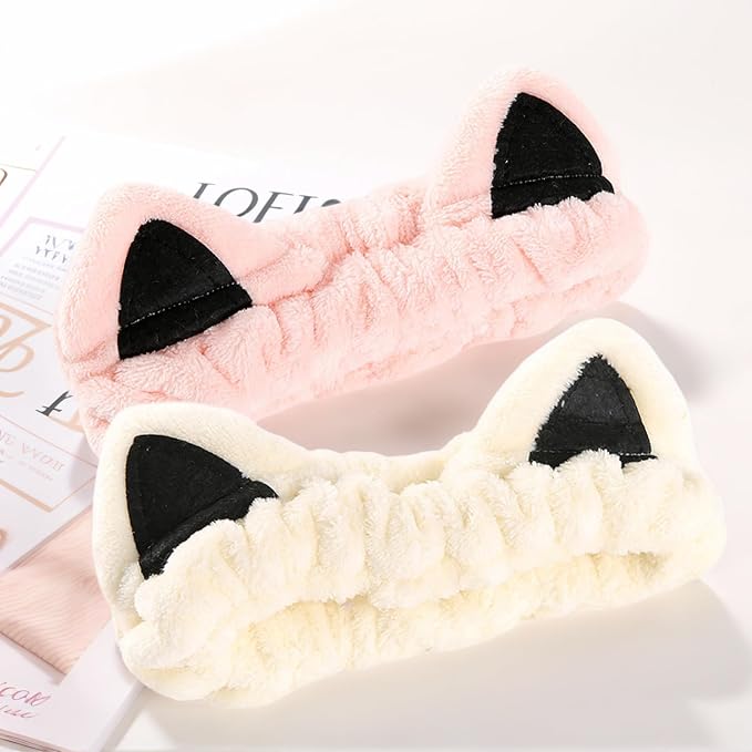 2 Pcs Cat Ears Headband, Cute Spa Headbands - Image 8