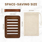 2PCS Self Draining Soap Holders, Rustic Slotted Bamboo Dish Tray, Easy Cleaning - Image 2