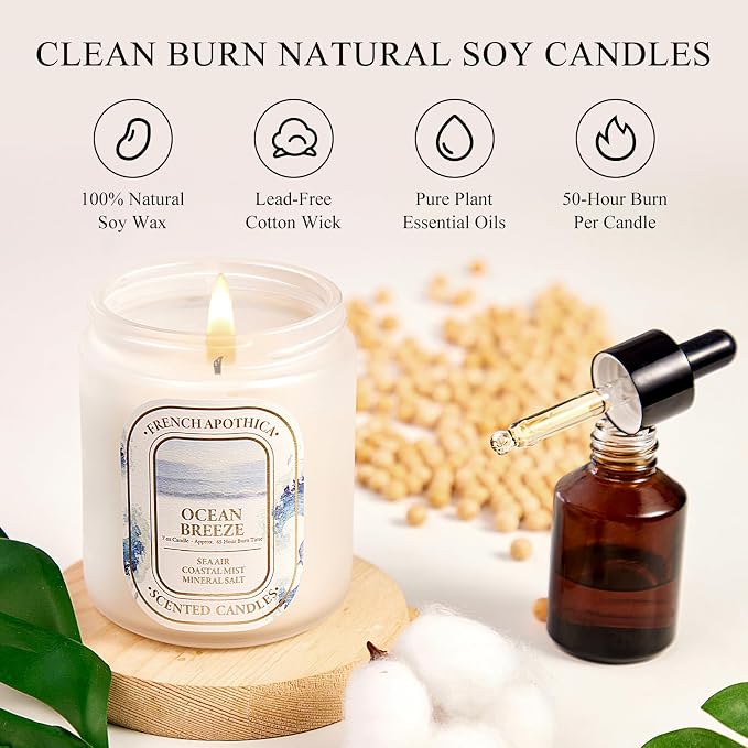 Scented Candle Gift Set, 4 Pack 7oz Natural Soy Wax Aromatherapy Candles - Image 3