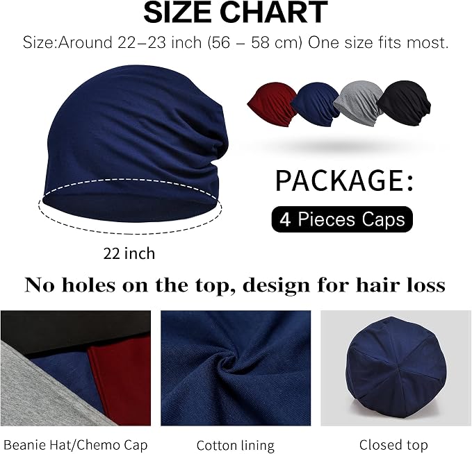Women's Summer Beanie for Men Hat Boho Hats Adult Dwarf Hats Chemo Cap Cancer - Image 3