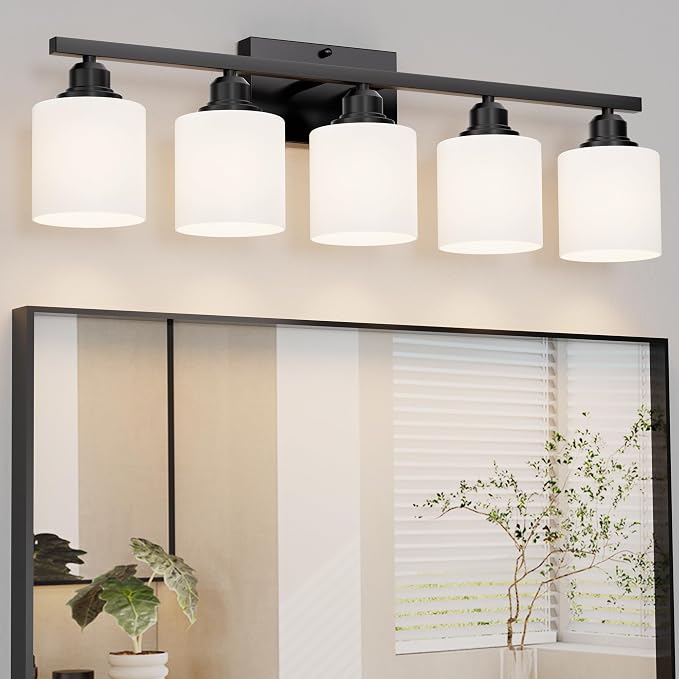 Sailstar 5-Light Bathroom Light Fixtures Over Mirror, Matte Black Vanity Lights - Image 8