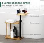 Yumkfoi 3 Layer Bath Tub Tray Table, Freestanding Bamboo Bath Tray Caddy - Image 4