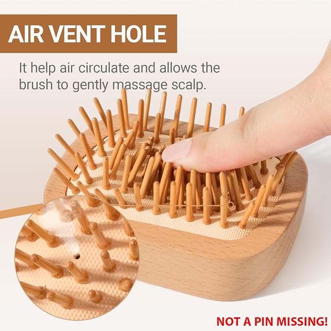 Handmade Natural Wooden Hair Brush Hairbrush - Image 5