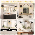 Wall Sconces Set of Two, Farmhouse 1-Light Matte Black Vanity Lights - Image 6