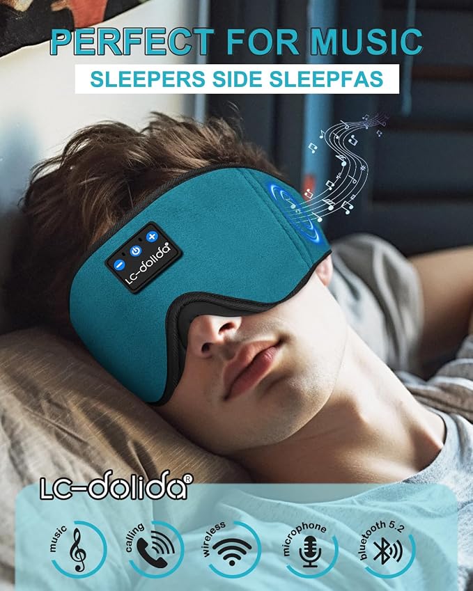 Sleep Mask with Bluetooth Headphones, LC-dolida Sleep Headphones Bluetooth - Image 2