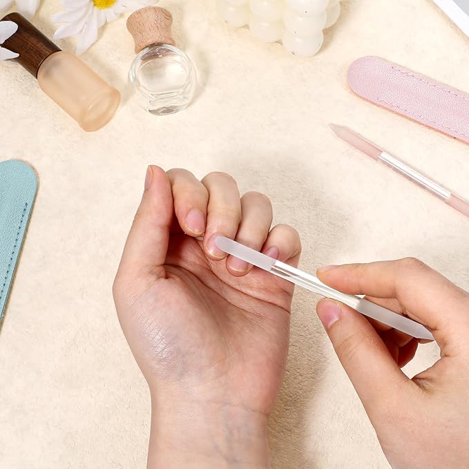 2Pcs Glass Cuticle Pusher with Leather Case, Dual Ended Cuticle Remover Tool - Image 5
