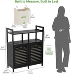 Homykic Tilt Out Laundry Hamper Cabinet, Bamboo Double Laundry Hamper - Image 7