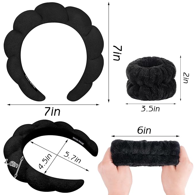 Zkptops 6Pcs Spa Headband for Washing Face Wristbands Set Women Bubble Makeup - Image 4