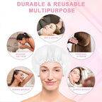 Reusable Shower Caps for Women, Terry Cloth Lined Shower Cap Double Layer - Image 7