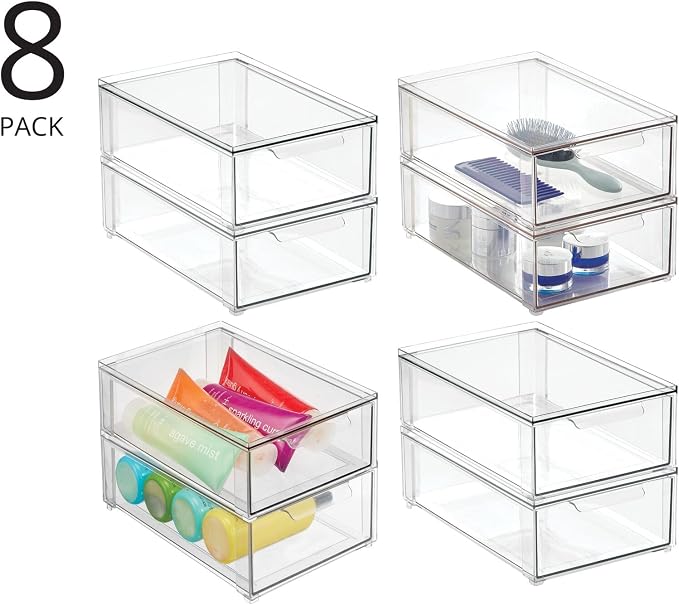 mDesign Plastic Stackable Bathroom Storage Organizer Bin - Image 4