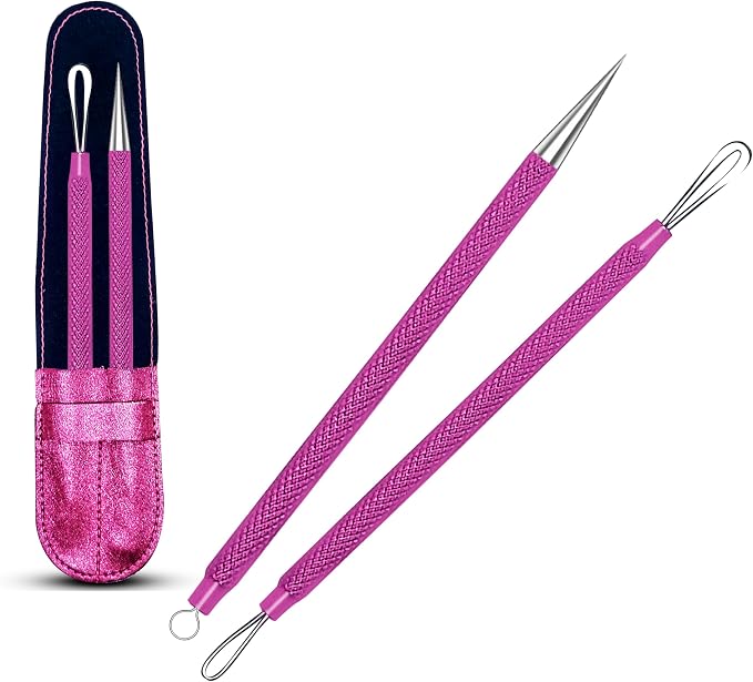 EFAH Care 2Pcs Stainless Steel Pimple Extractor Acne Treatment Tool Surgical by EFAHSPORTS