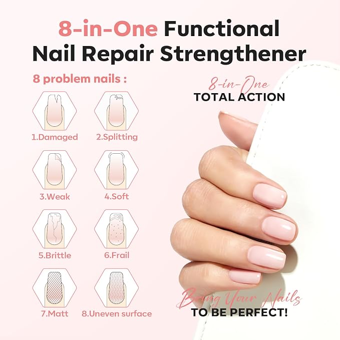 modelones Nail Strengthener Pale Pink White Nail Repair - Image 3