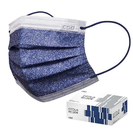 CSD Colo 30 Pcs Blue Disposable Face Masks, 3 Ply Adult Mask by CSD
